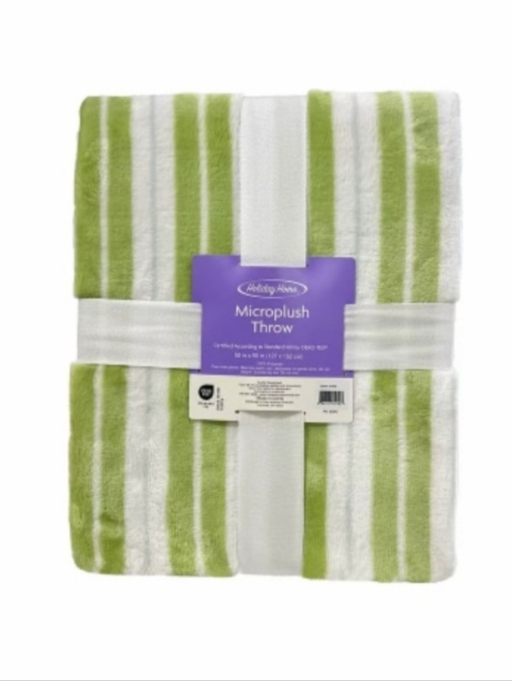 New Holiday Home® Striped Microplush Throw Blanket - Green White  - 50 x 60 in